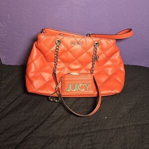 Nine West Red Quilted Shoulder Bag With Matching Juicy Wallet